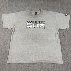 Nike T Shirt Mens XXL Gray White Sox Baseball MLB Vintage 2002 Graphic Y2K